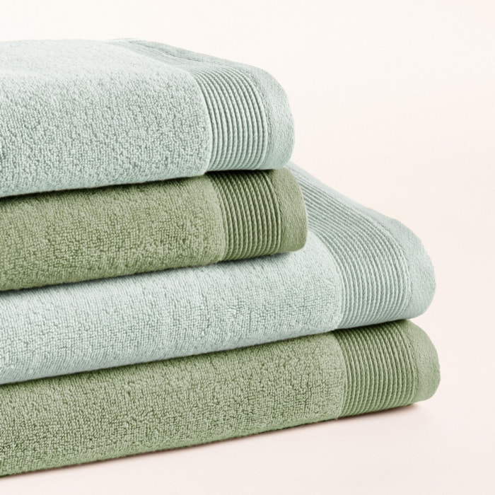 Set 4 Toallas Bicolor Harmony Moss Aqua - Zero Twist - 600 Gramos