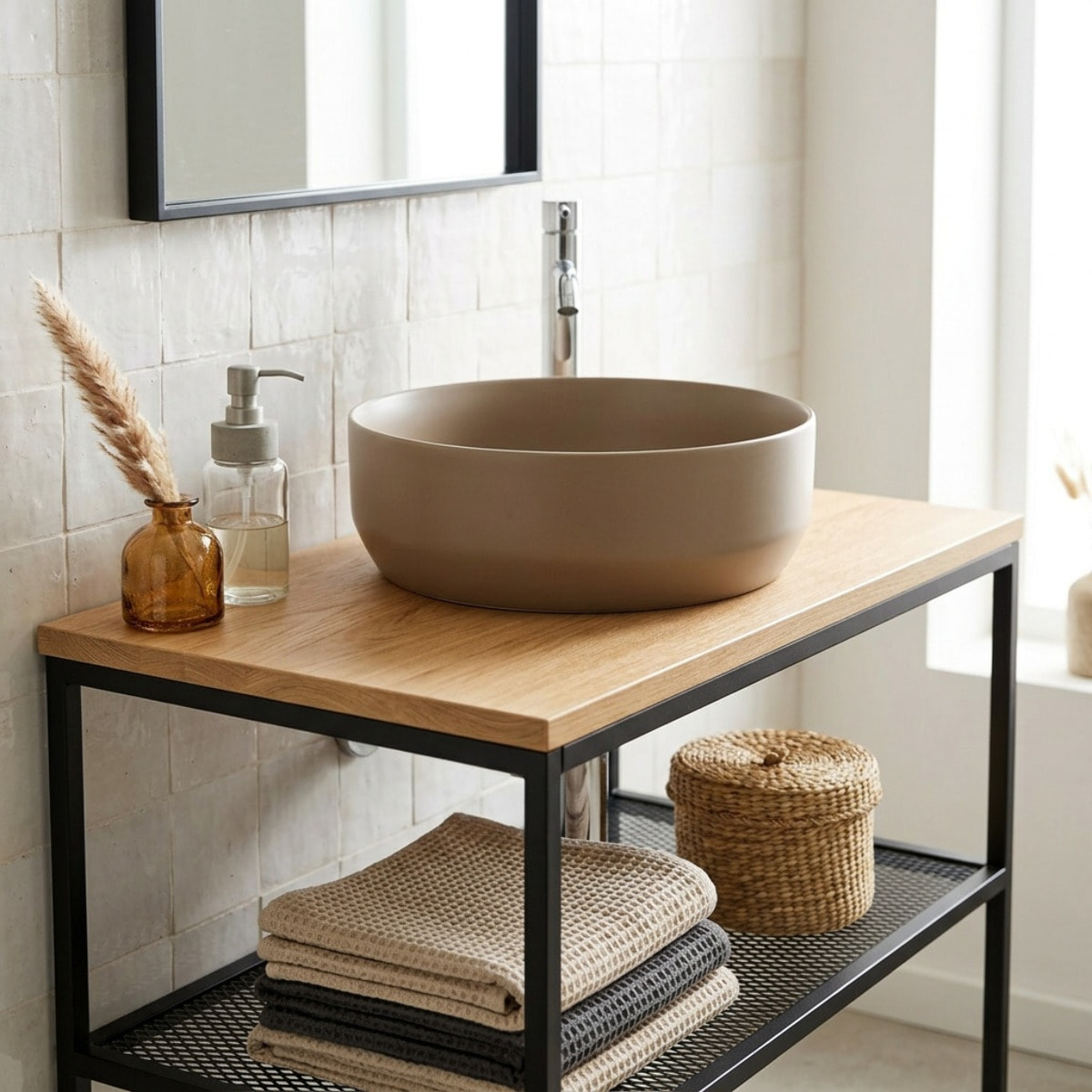 Vasque à poser ronde diamètre 39 cm - moka mat - sans trop-plein - SAT Infinitio