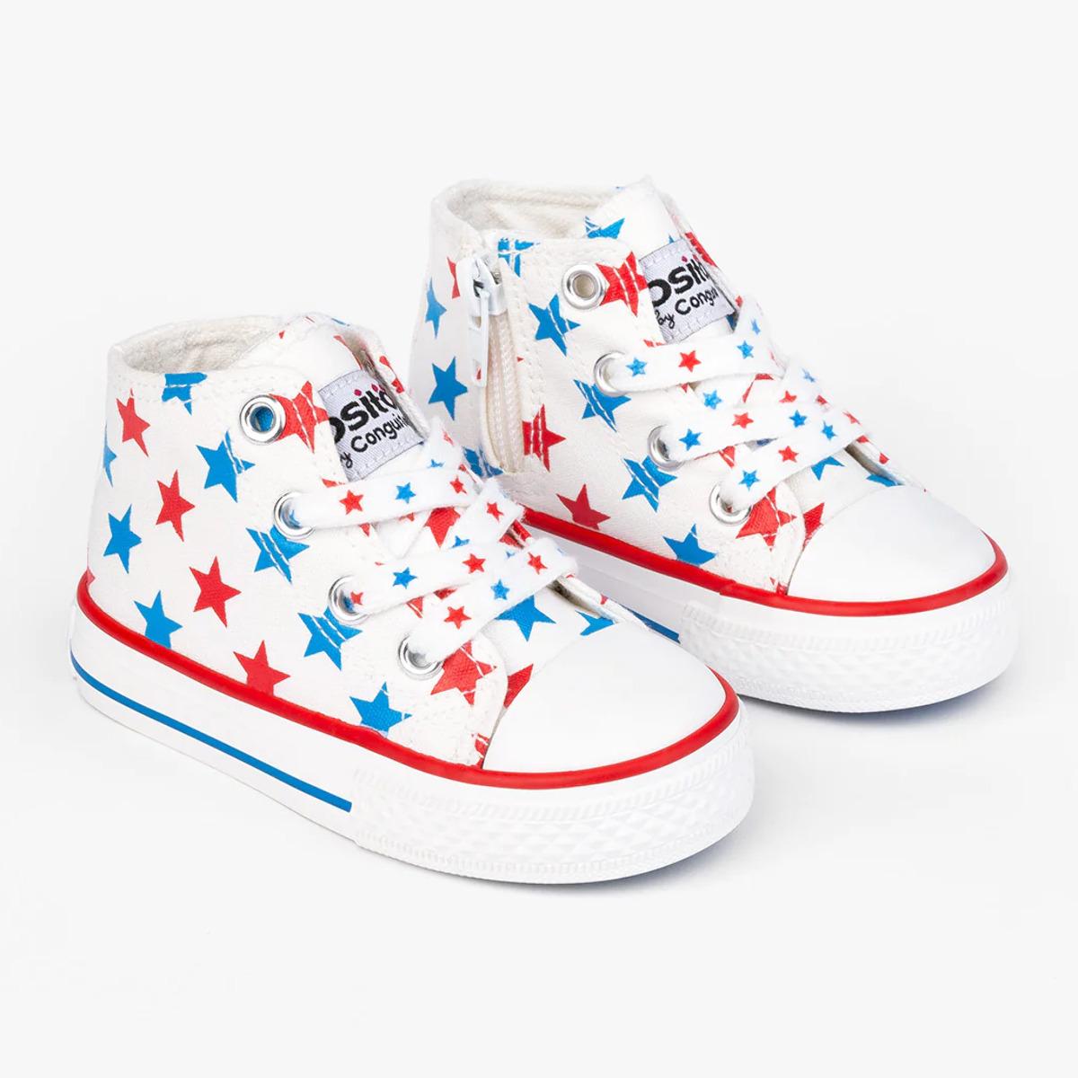 Zapatillas Altas Bebé Lona Con Estrellas