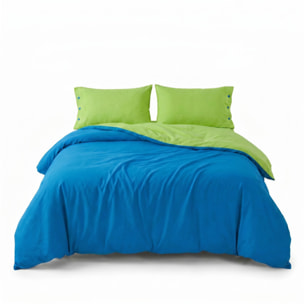 Parure copripiumino singolo in cotone bicolore morbido e traspirante, set sacco copripiumino con federa, design semplice ed elegante, tessuto resistente e certificato OEKO-TEX, facile da lavare, comfort naturale per uso quotidiano