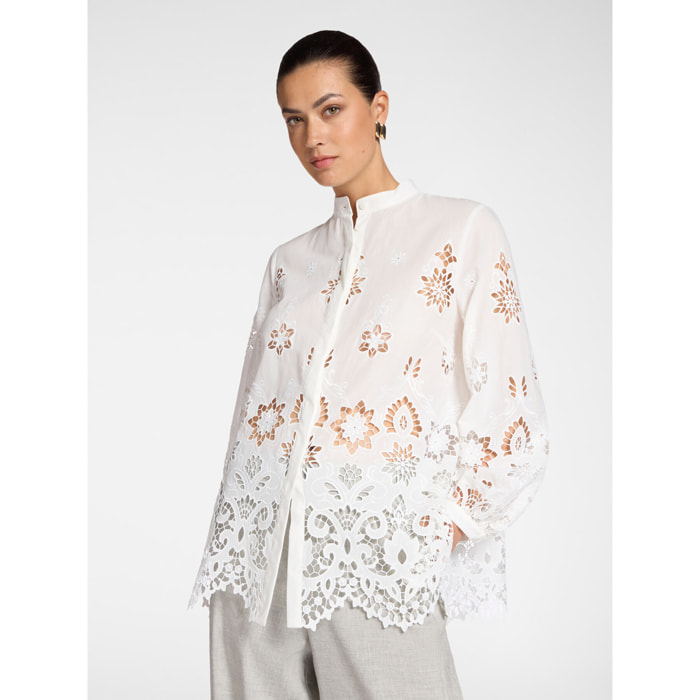 Elena Mirò - Camicia in pizzo traforato - Bianco