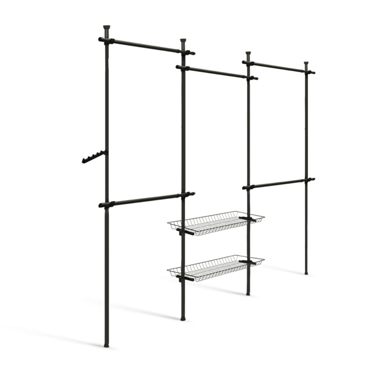 Penderie télescopique double avec rangements intégrés H278cm