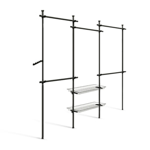 Penderie télescopique double avec rangements intégrés H278cm