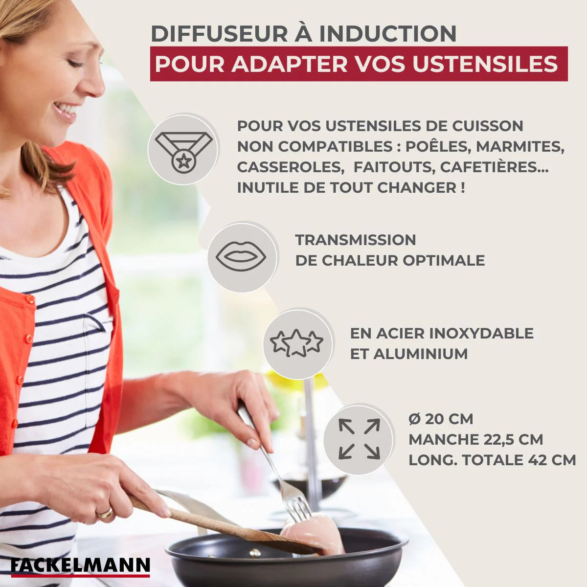Adaptateur plaque à induction 20 cm Fackelmann