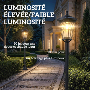 Lampadaires solaires extérieurs  lot de 2 - hauteur réglable - acier inoxydable - 1,86 m - noir