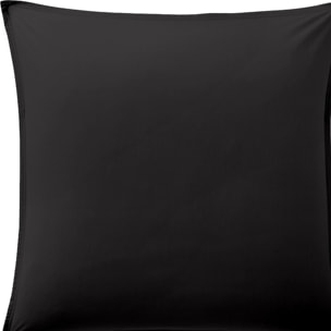Paire de Taies D'oreiller Avec Volant 100% Percale De Coton Lavé Noir Minuit