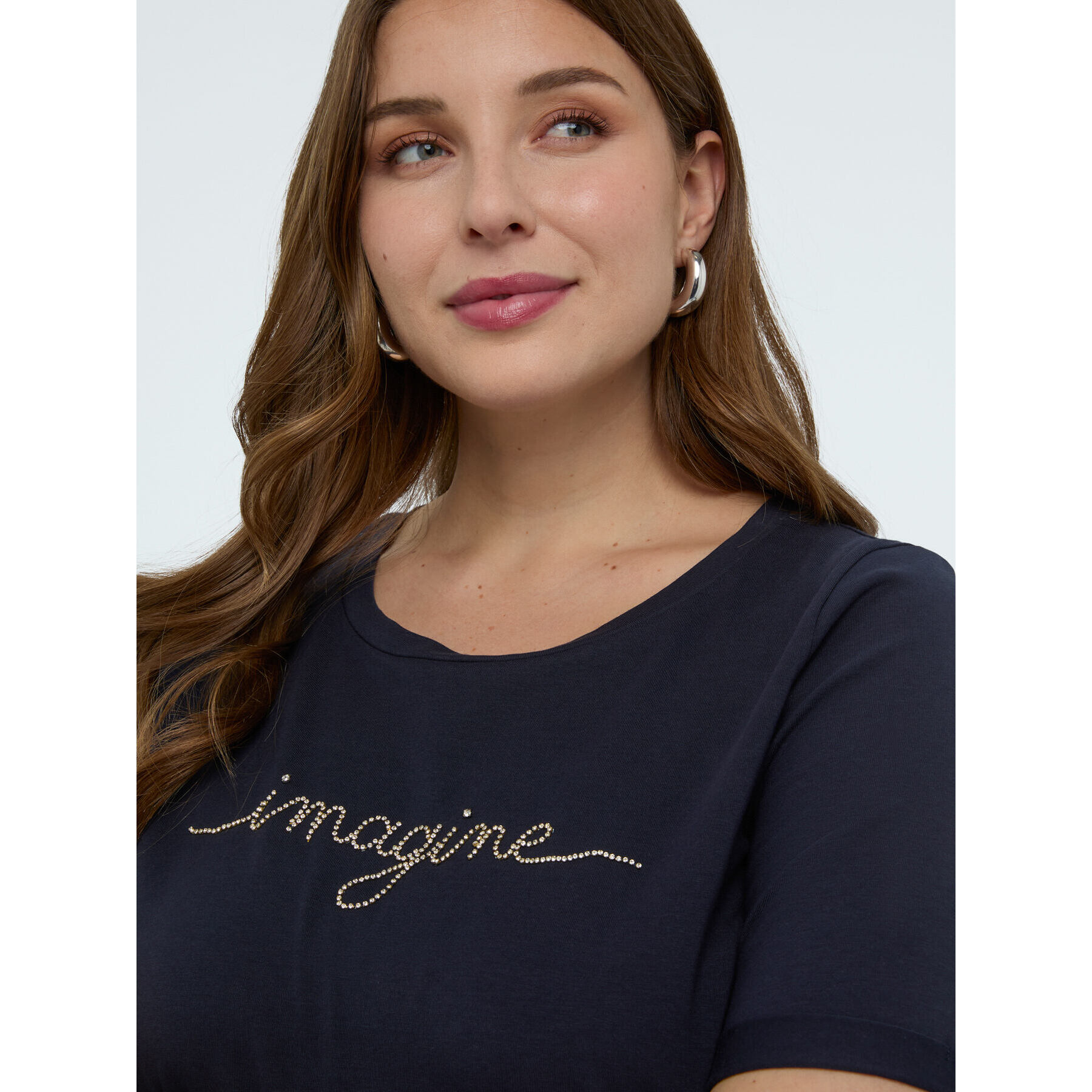 Fiorella Rubino - T-shirt in cotone con scritta crystal - Blu