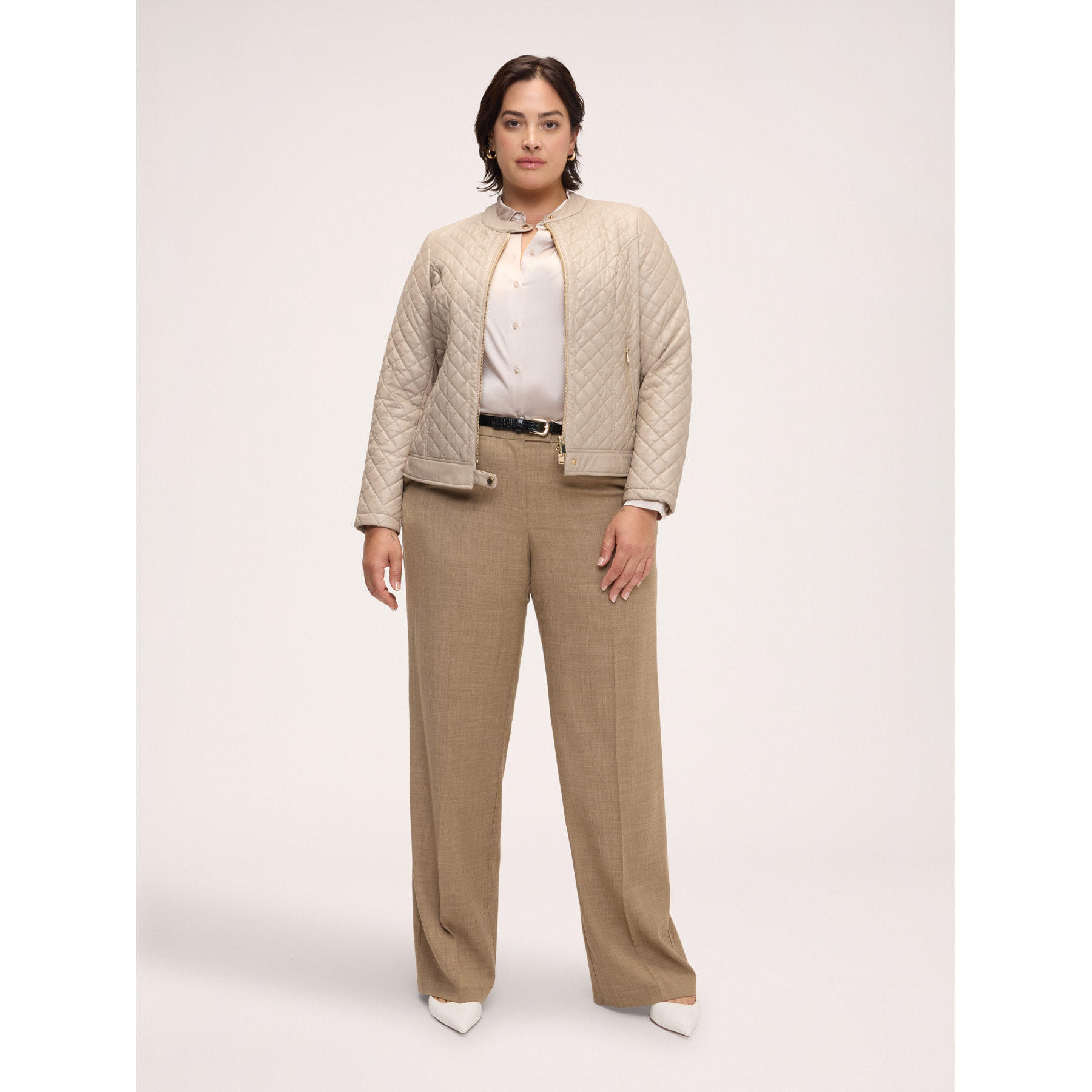 Fiorella Rubino - Giacca biker trapuntata a rombi - Beige