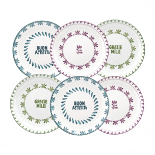 Lot de 6 assiettes à dessert, TRATTORIA