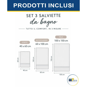 Set 3 asciugamano spugna cotone 100% Made in Italy. Ospite + Salvietta + Telo. Colore VERDE SALVIA