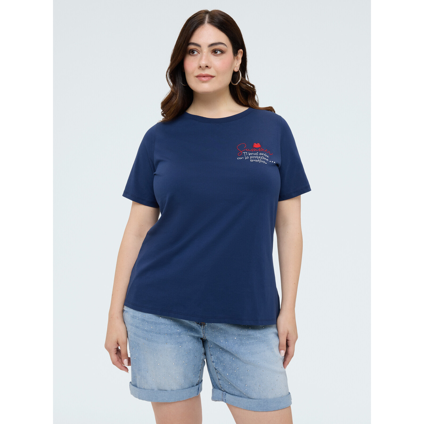 Fiorella Rubino - T-shirt in cotone con scritta - Blu