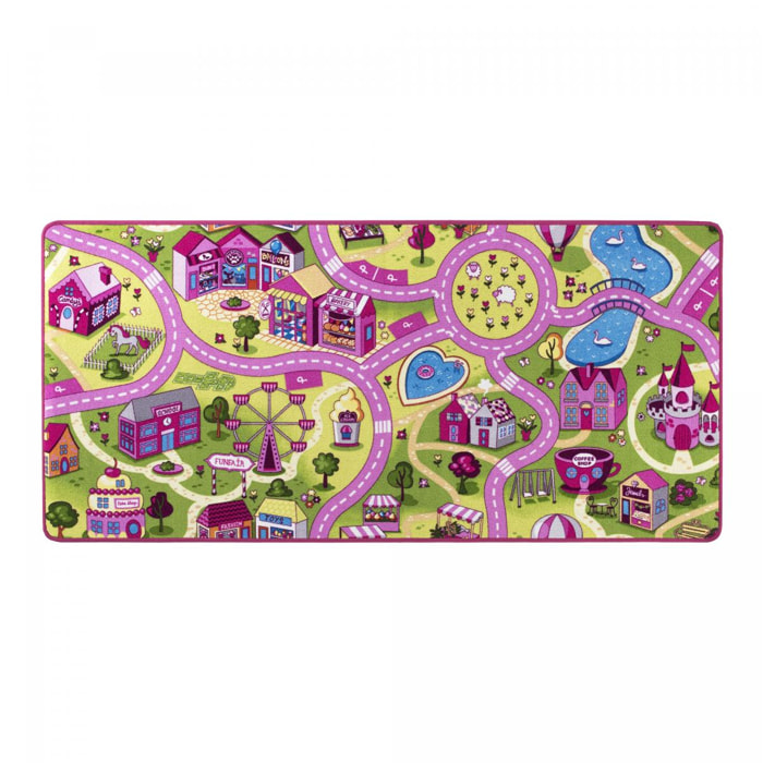 Grand tapis enfant circuit rose