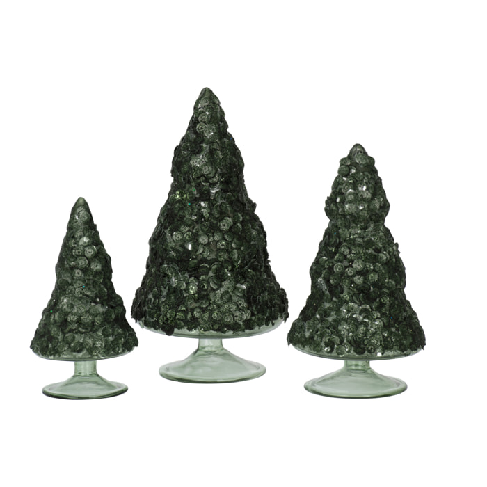 J-Line décoration Sapin De Noël Givré - verre - vert foncé - large