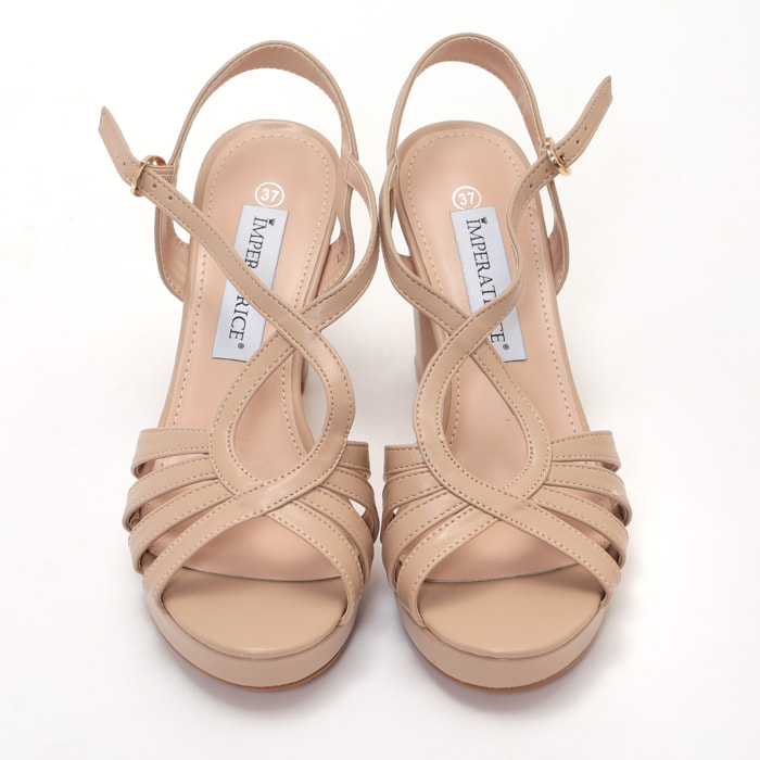 Sandali in simil pelle con tacco alto comodo