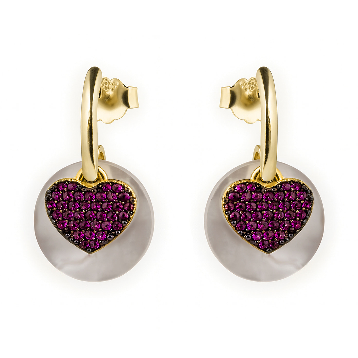 Pendientes Heart acabado oro amarillo 18k