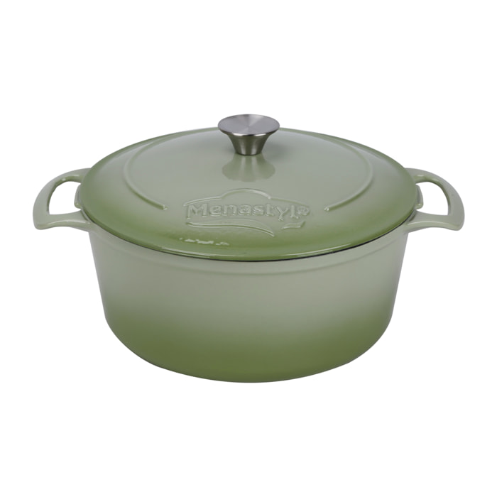 Cocotte ronde 7L en fonte émaillée verte COLETTE