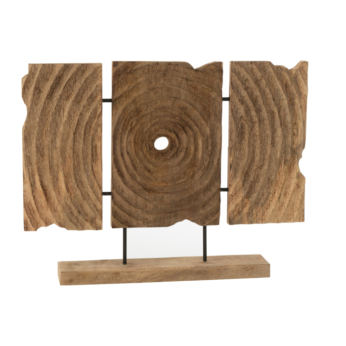 J-Line Triptyque Sculpte Sur Socle Bois Manguier Naturel