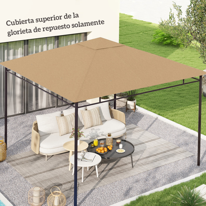 Outsunny Techo de Repuesto para Cenador, 3x3 m, Cubierta de Repuesto con 8 Orificios de Drenaje, Ventilación y Protección UV, SOLO Toldo de Recambio para Pabellón Gazebo, Beige