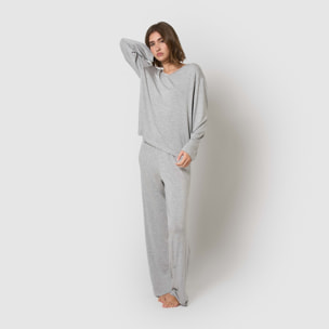 Pijama largo de viscosa gris