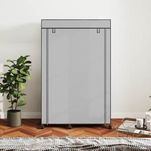 Armoire penderie mobile tissu - 5 étagères, penderie - dim. 103x43x162,5 cm - noir gris