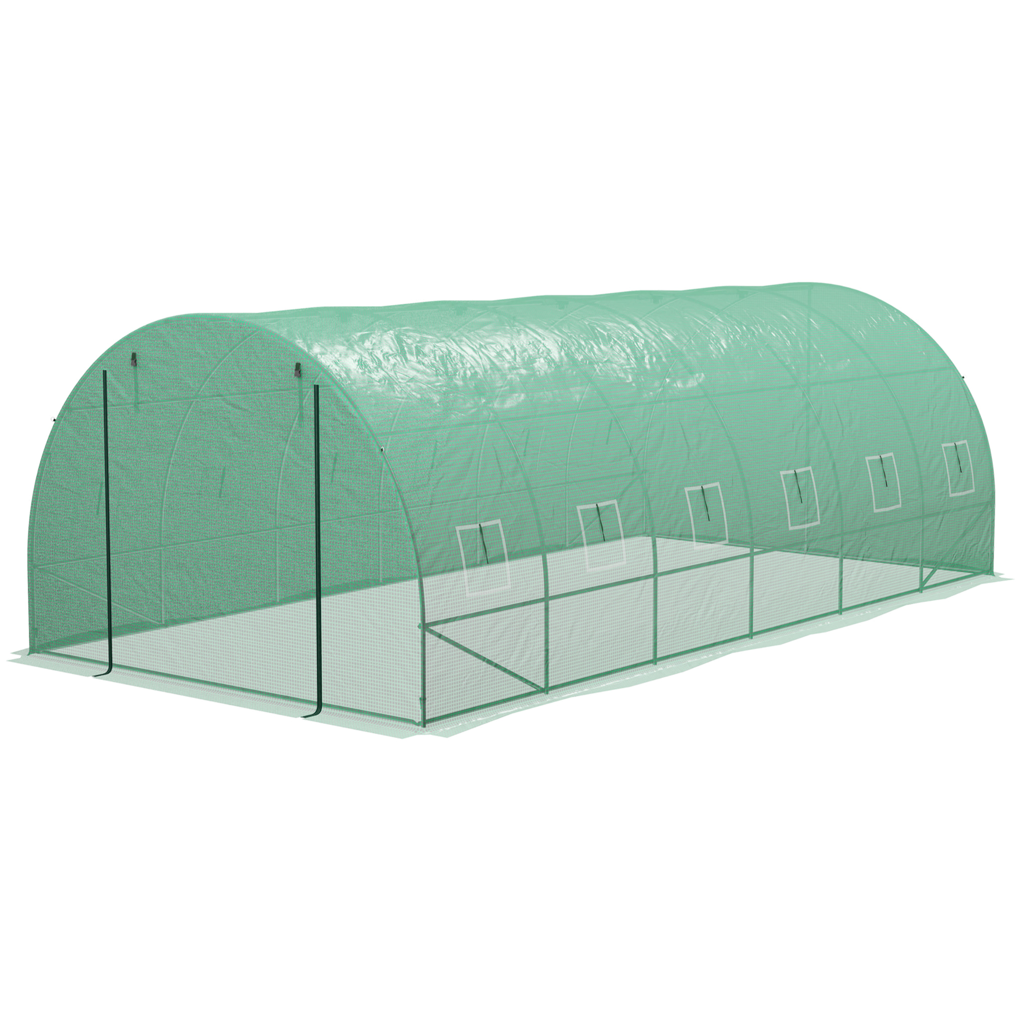Invernadero de Exterior 6x3x2 m Invernadero de Túnel con Sistema de Riego Integrado 12 Ventanas con Malla y 1 Puerta Enrollable Invernadero para Jardín Patio Verde