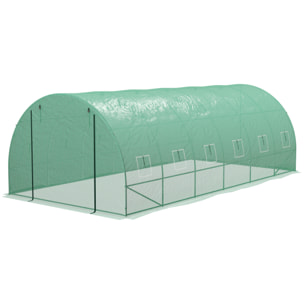 Invernadero de Exterior 6x3x2 m Invernadero de Túnel con Sistema de Riego Integrado 12 Ventanas con Malla y 1 Puerta Enrollable Invernadero para Jardín Patio Verde