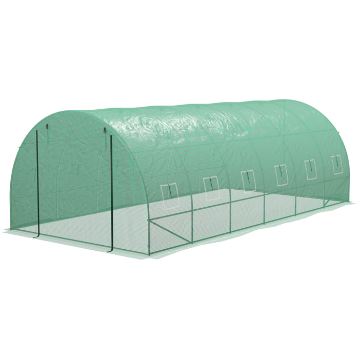 Invernadero de Exterior 6x3x2 m Invernadero de Túnel con Sistema de Riego Integrado 12 Ventanas con Malla y 1 Puerta Enrollable Invernadero para Jardín Patio Verde