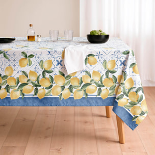 Nappe imprimée anti-taches DORIS BLEU