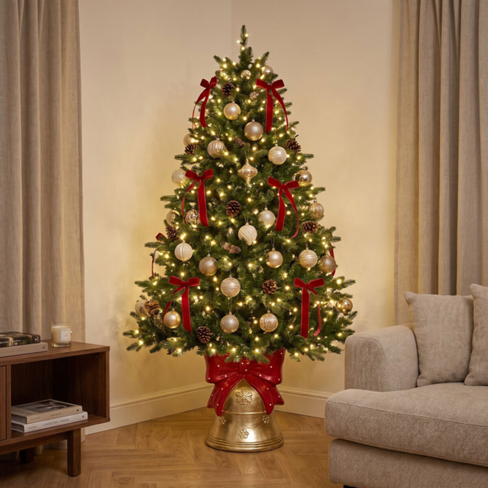 Base per albero di Natale a campana con fiocco in magnesio e ferro - Multicolore
