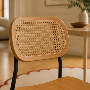 Lot de 2 chaises en bois naturel et pieds en métal noir NOSARA