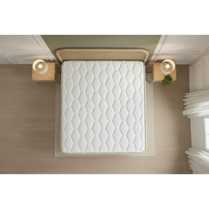 Ensemble Matelas Le Délicat - 26cm - Ressorts ensachés et mémoire de forme - Technologie hybride, fabrication responsable. - Sommier kit Beige