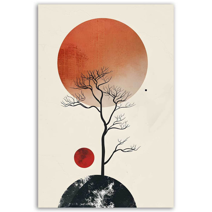 Tableau arbre et soleils minimalistes Toile imprimée