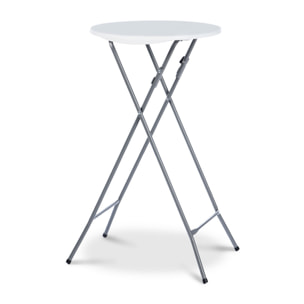 Tables hautes de réception pliantes 105cm + housses blanches - lot de 2