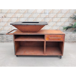 Barbacoa grande con mueble y plancha acero EFP56RECT CO PURLINE  W