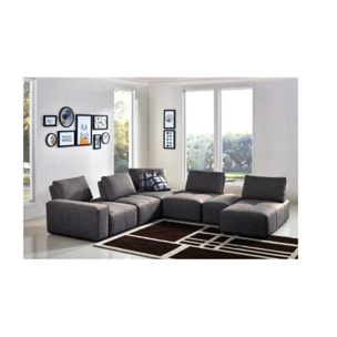 Méridienne en tissu gris pour canapé modulable - FINN