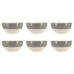 Lot de 6 bols en porcelaine - 3 décors assortis 50cl GRAPHIK