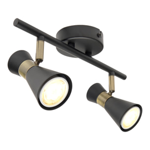 Forlight Eufo lampara aplique doble negro con acabado oro para bombilla GU10