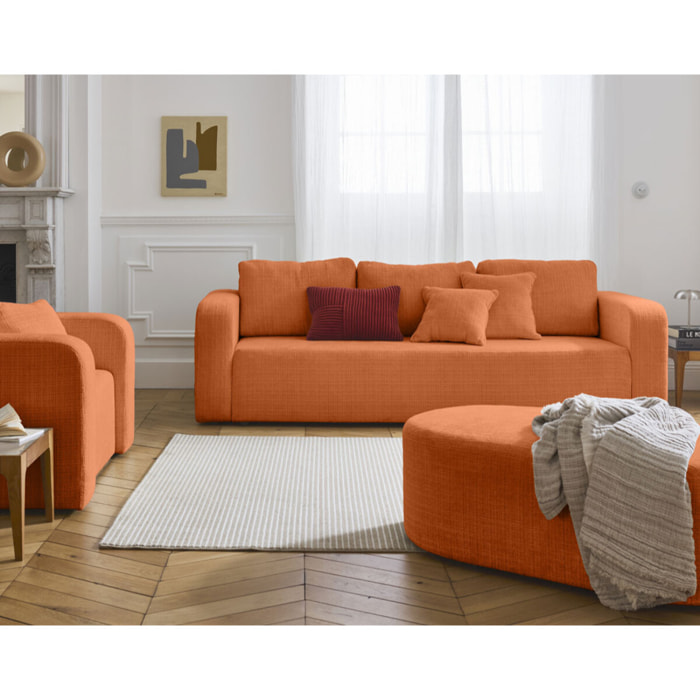 Miro - canapé droit 3 places - convertible avec coffre - en velours texturé - Rouille