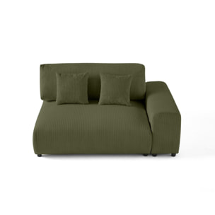 Garance - module d'assise 2 places avec accoudoir droit - en velours côtelé - Vert