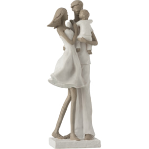 J-Line décoration Couple + Enfant - polyrésine - blanc/taupe