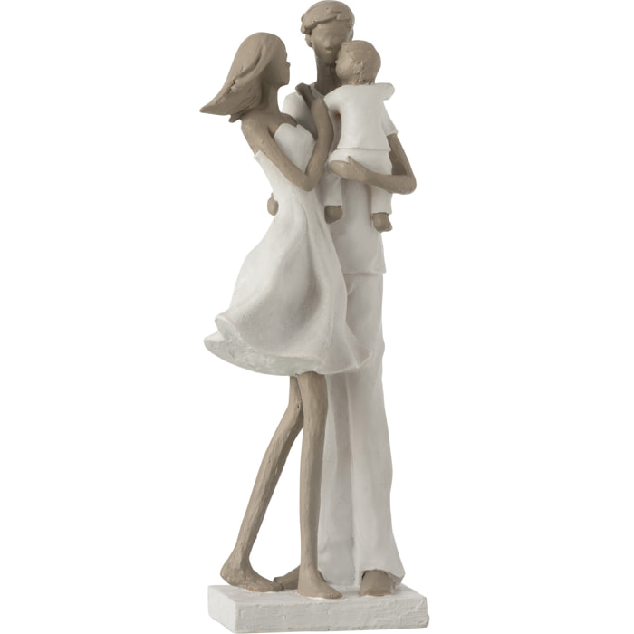 J-Line décoration Couple + Enfant - polyrésine - blanc/taupe