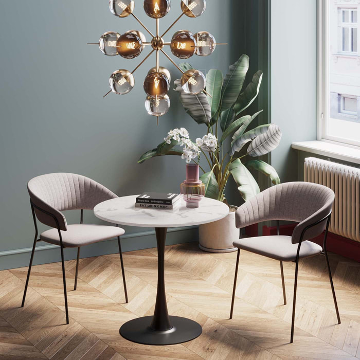 Table Schickeria effet marbre blanc et noire Kare Design
