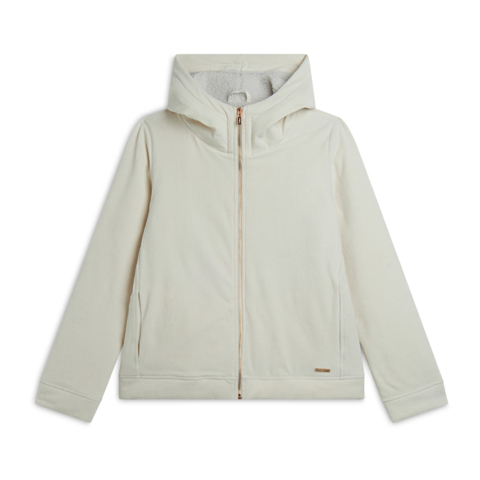 Giacca con zip e cappuccio in Corduroy con interno in sherpa