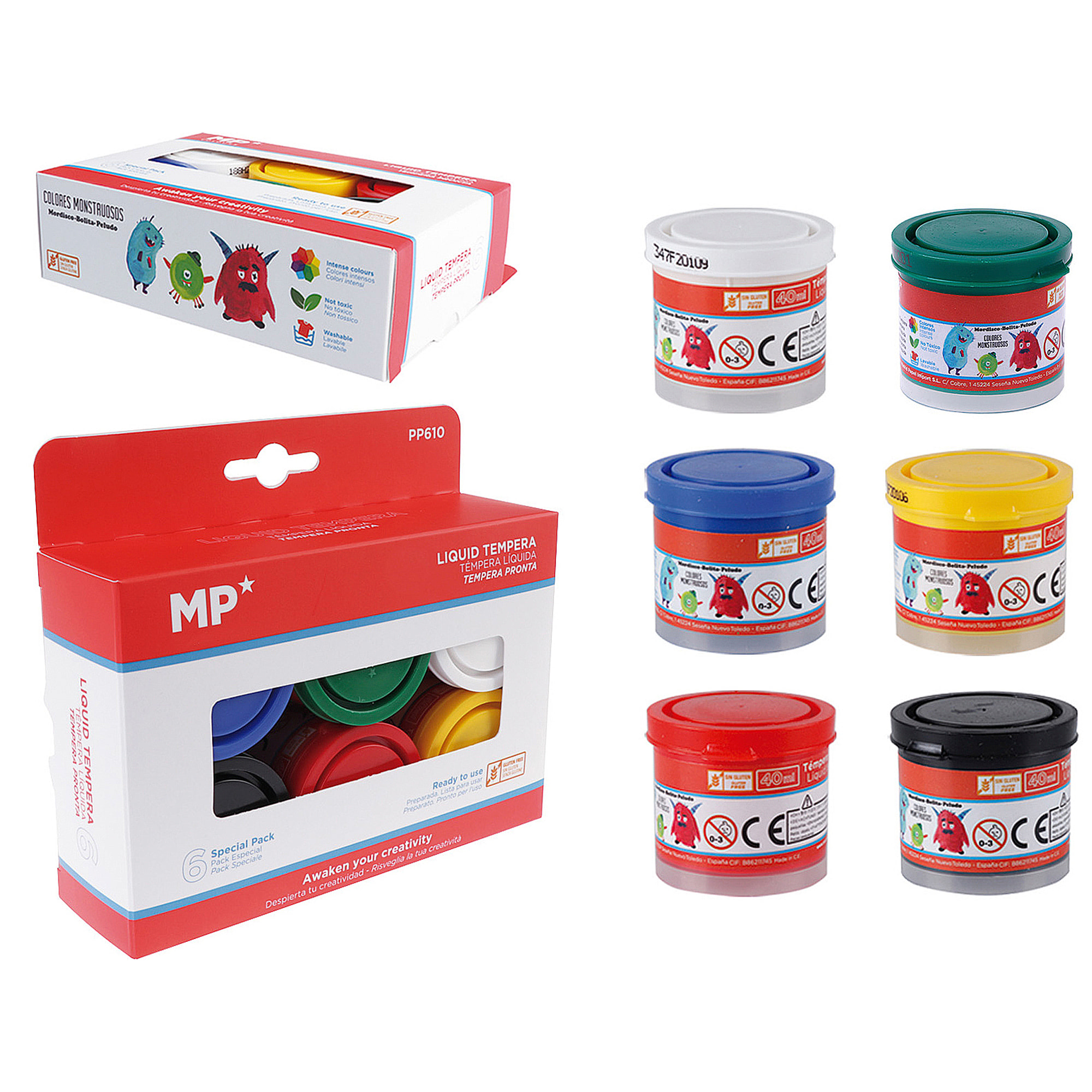 ASTUCCIO DI 6 COLORI TEMPERA 40 ml