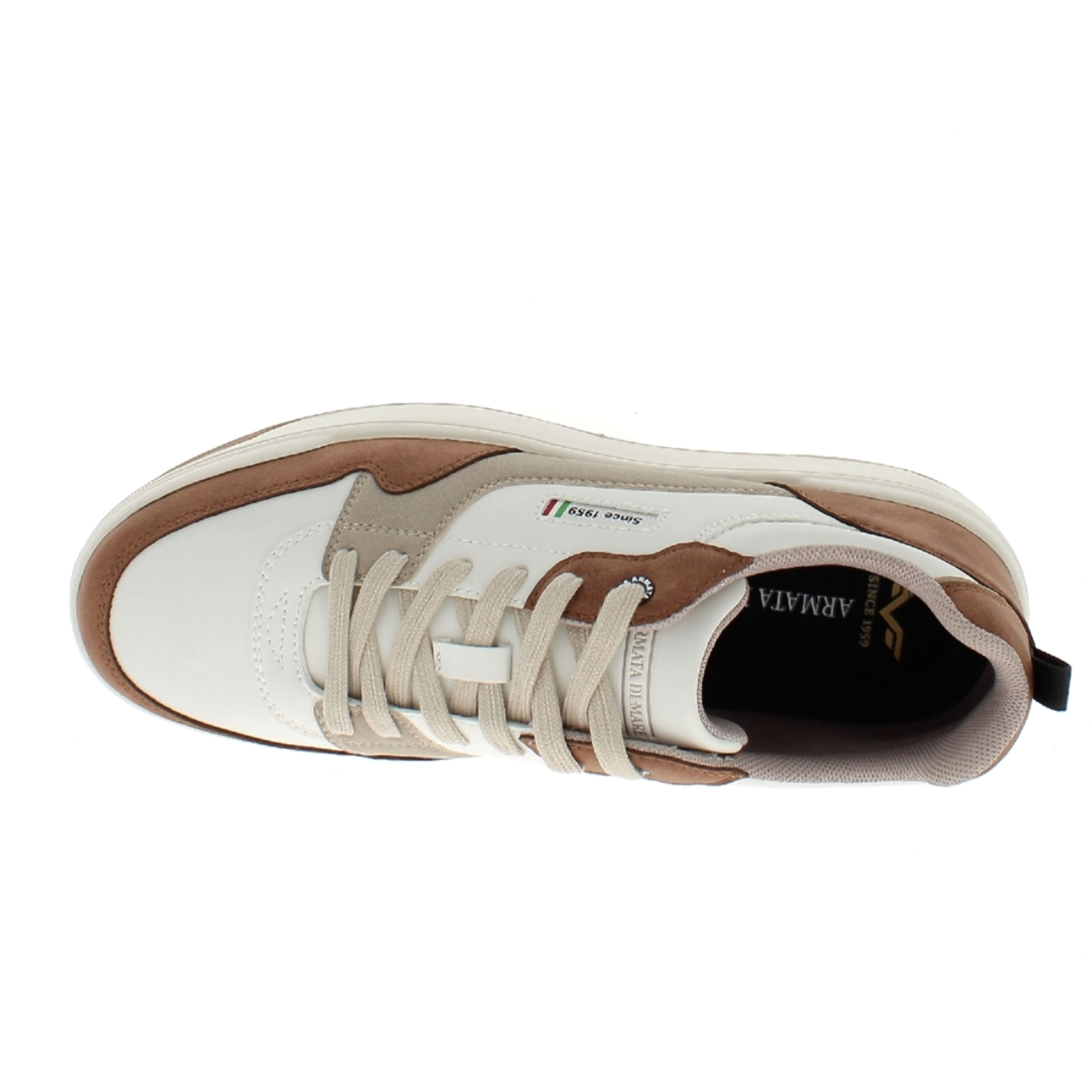 Armata di Mare Scarpe Uomo Sneakers Casual Stringate con Soletta Rimovibile in Memory Foam AMU W24D652 Brown Off White