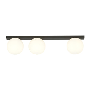 Lampada da soffitto FIT in acciaio nero opaco e vetro opalino