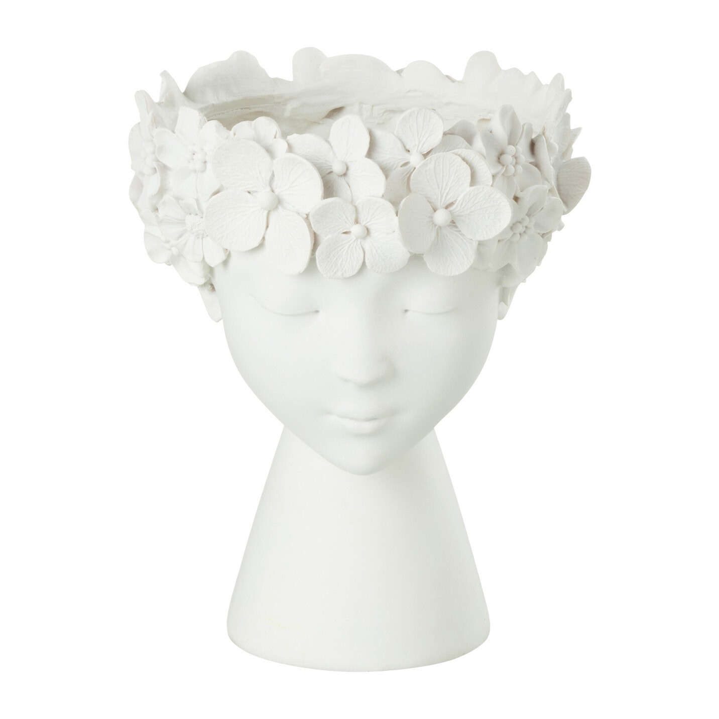 J-Line Cachepot Tete Resine Blanc Small