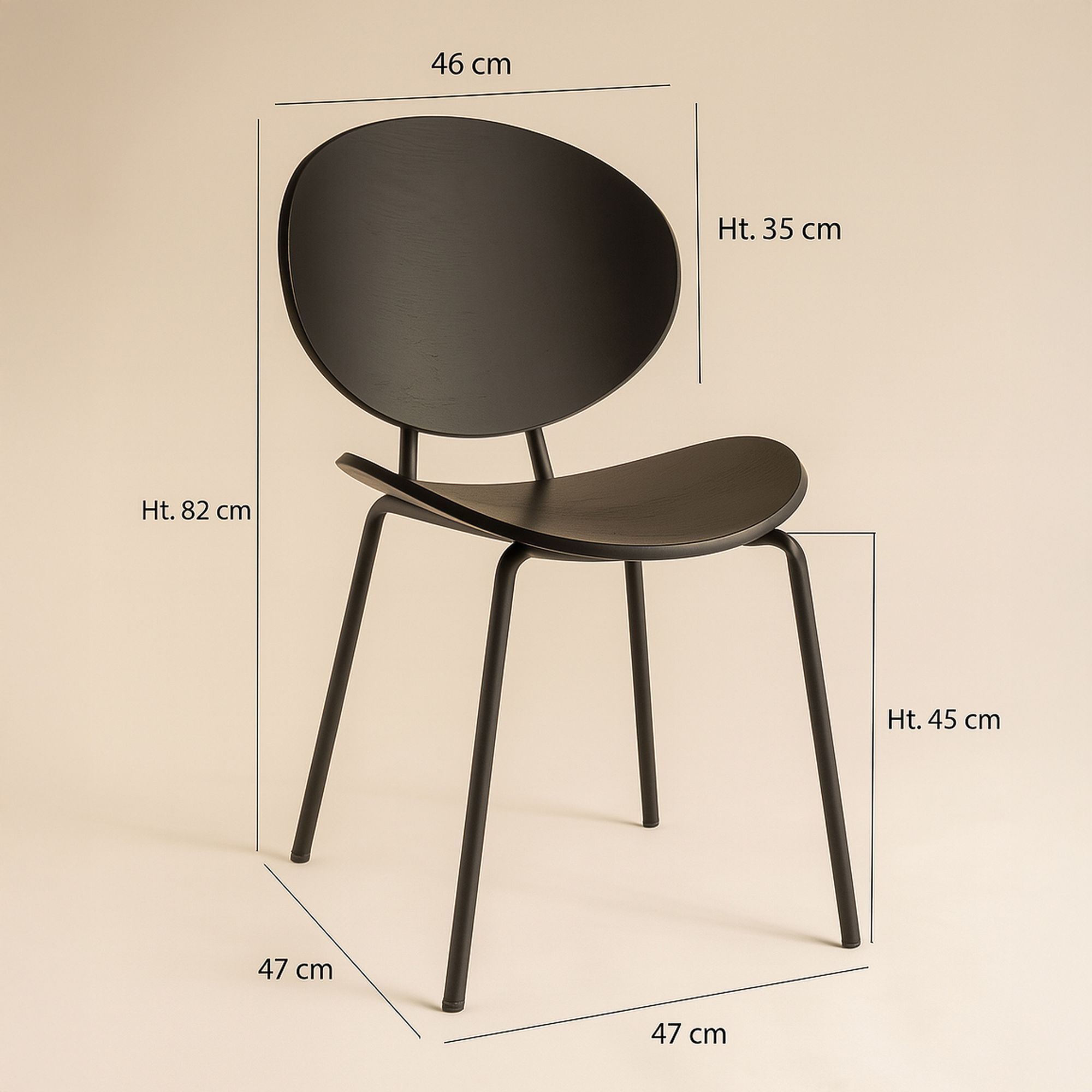 Lot de 2 chaises en bois et pieds en métal noir GASPARD