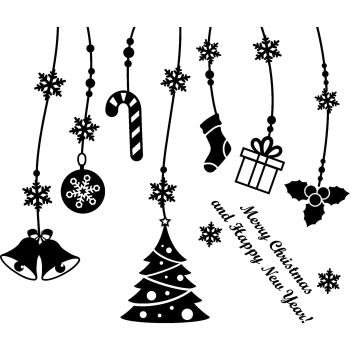 Sticker Merry christmas and happy new years - or - Autocollants adhésifs noël - décoration fêtes