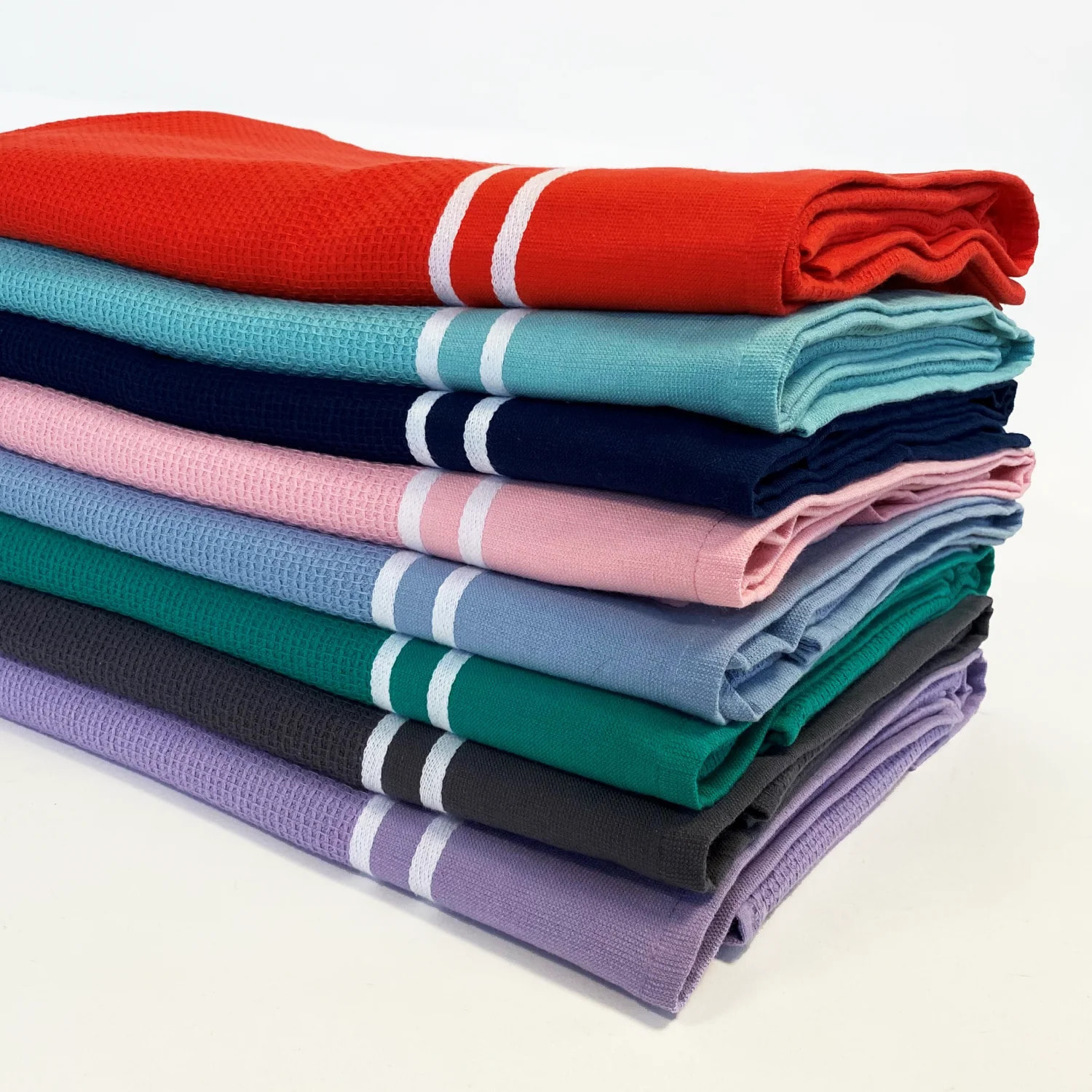 Fouta doublée éponge - Waffle Navy - 90x170cm - 355g/m²